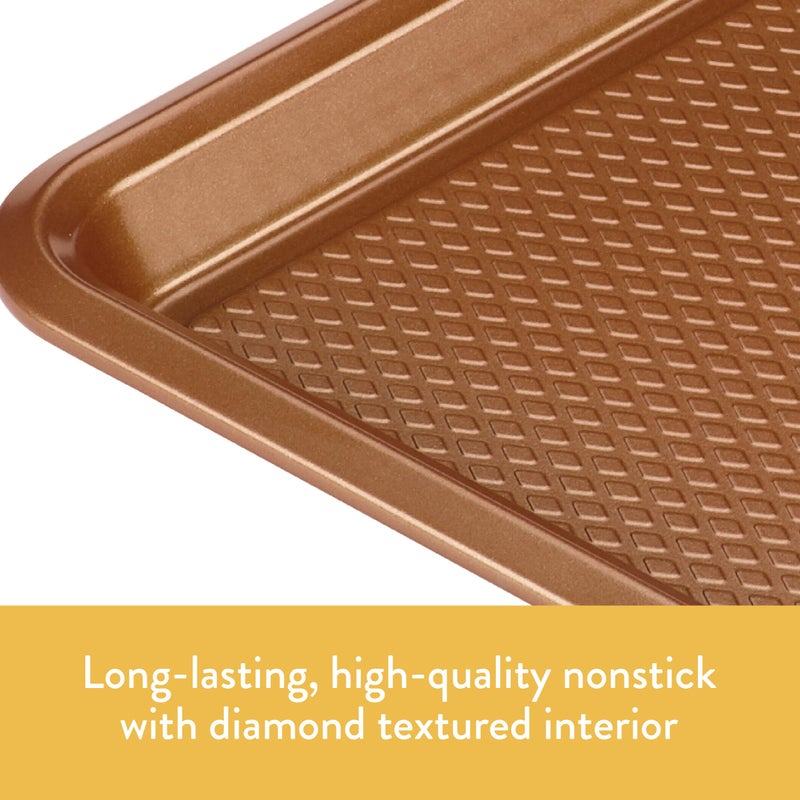 Ayesha Curry Nonstick Bakeware Toaster Oven Set with Nonstick Baking Pan, Cookie Sheet / Baking Sheet and Muffin Pan / Cupcake Pan - 4 Piece, Copper Brown - Image 3